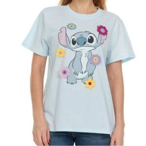 Disney Women's Crochet Lilo & Stitch Lightweight Jersey Tee, Size XL, Color Blue